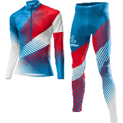 Löffler Langlauf ski suit WorldCup 2 blauw-rot-wit