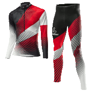 Löffler Langlauf ski suit WorldCup 2 zwart-rot-wit