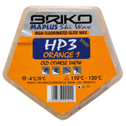 High fluor Glidparaffin <br>Briko-Maplus HP3 Solid Orange 1 -4°...0°C (gammal grov snö)