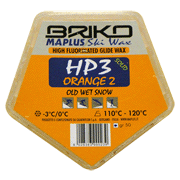 High fluor Gleitwachse <br>Briko-Maplus HP3 Solid Orange 2 mit Molybdän -3°...0°C (alten nassen Schnee)