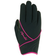 женские перчатки Roeckl Elena чёрно-розовые