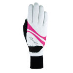 Warm women's cross-country ski gloves Roeckl Etne white-pink