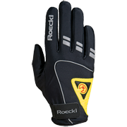зимние спортивные перчатки Roeckl LL Gota чёрные с жёлтыми вставками