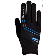 гоночные перчатки Roeckl LL Larvik чёрные с синими вставками