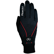 Теплые гоночные перчатки Roeckl LL Loken чёрные с красными вставками
