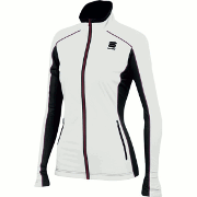 женская лыжная куртка Sportful Engadin W Wind белая с чёрными вставками