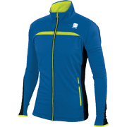разминочная куртка Sportful Engadin Wind Jacket голубая с лимонными вставками
