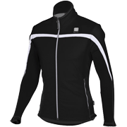 разминочная куртка Sportful Squadra 2 WS Jacket чёрная с белой вставкой