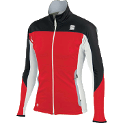 разминочная куртка Sportful Squadra Corse 2 WS Jacket красно-чёрная с белыми вставками