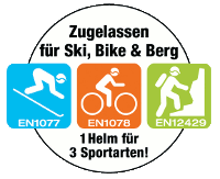 zugelassen für Ski, Bike und Berg zugelassen für Ski, Bike und Berg