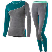 Löffler dames ondergoed set lang Transtex Merino warm+ lagoon