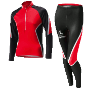 Löffler Damen Langlauf Rennanzug Teamline schwarz-rot