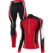 Löffler Langlauf ski suit zwart-rood