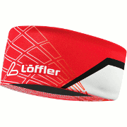 тёплая повязка Löffler Dimple Elastic Stirnband Teamline красно-белая