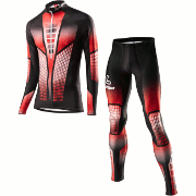 Löffler Langlauf ski suit WorldCup 2015 zwart-rood