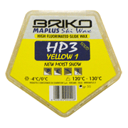 High Fluorinated Glide Wax <br>Briko-Maplus HP3 Solid yellow 1 -4°...0°C (new wet snow)