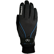 Теплые гоночные перчатки Roeckl LL Loken чёрные с синими вставками