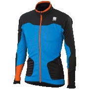 разминочная куртка Sportful Apex WS Jacket сине-чёрные с оранжевыми вставками