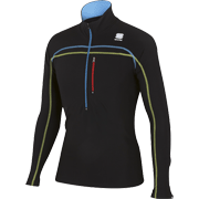 Тёплая кофта Sportful Cardio Evo Tech Top чёрная с синими швами