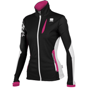 женская лыжная куртка Sportful Dolomiti Softshell, цвет чёрная фуксия