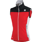 разминочная жилетка Sportful Squadra Corse 2 WS Vest красно-чёрная с белыми вставками